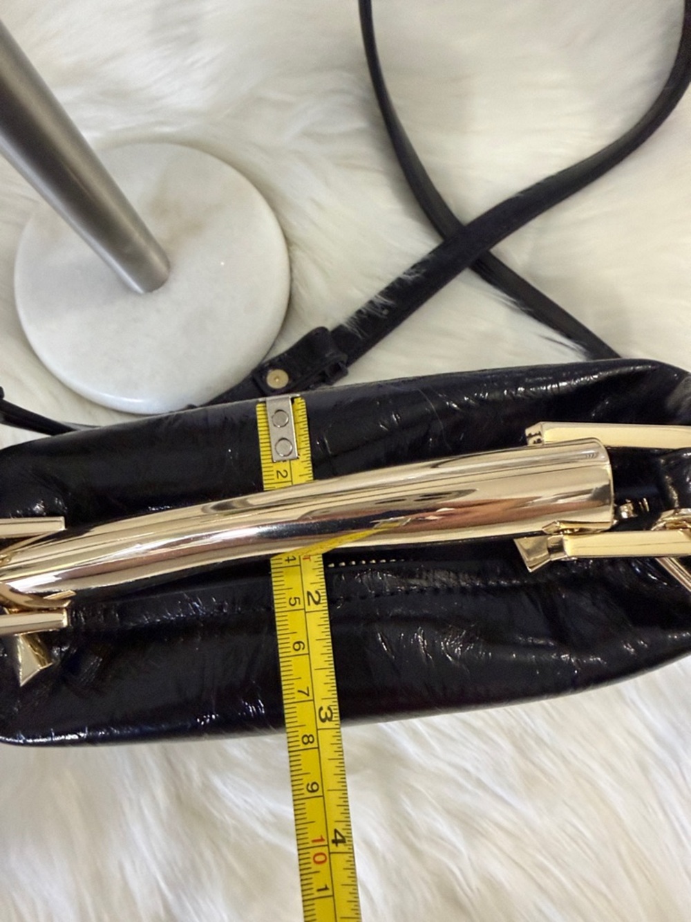 Zara Mini Bucket Bag with Metallic Gold Handle with storage bag - Picture 6 of 14
